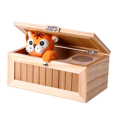 Pre-assembled Useless Box Cute Tiger Gimmicky Fun Geek Gadget Toy Gift Home Office Desk Decor