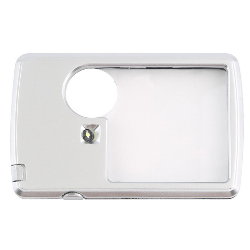 Portable Card type Ultra-thin Acrylic lens Daughter mirror Square LED light magnifier