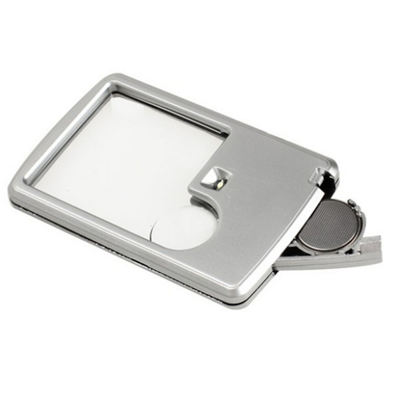 Portable Card type Ultra-thin Acrylic lens Daughter mirror Square LED light magnifier