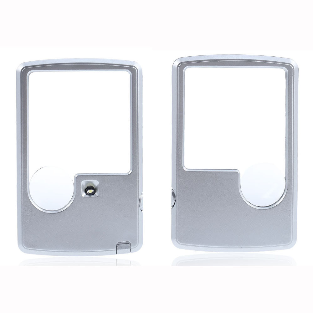 Portable Card type Ultra-thin Acrylic lens Daughter mirror Square LED light magnifier