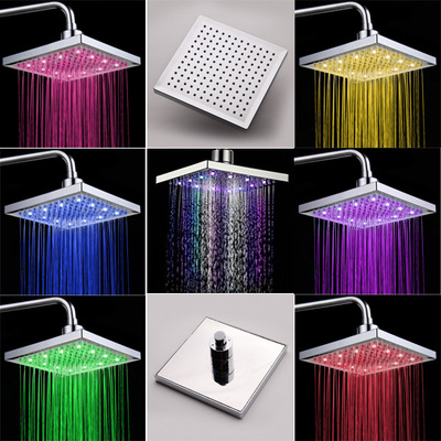 Temperature rain type big showers Luminous color square spray light-emitting LED