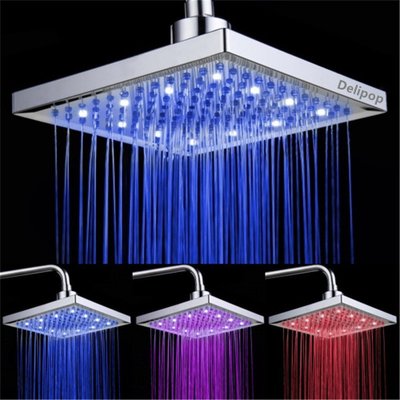 Temperature rain type big showers Luminous color square spray light-emitting LED