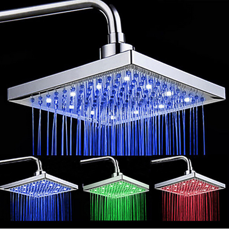 Temperature rain type big showers Luminous color square spray light-emitting LED