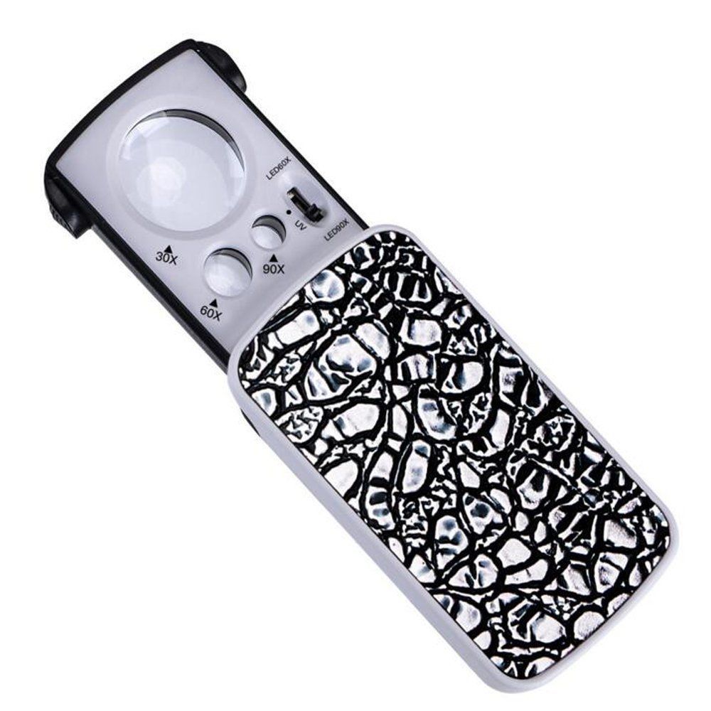 Portable 30 60 90 times UV lamp Identification Jewelry Crafts High magnification magnifier