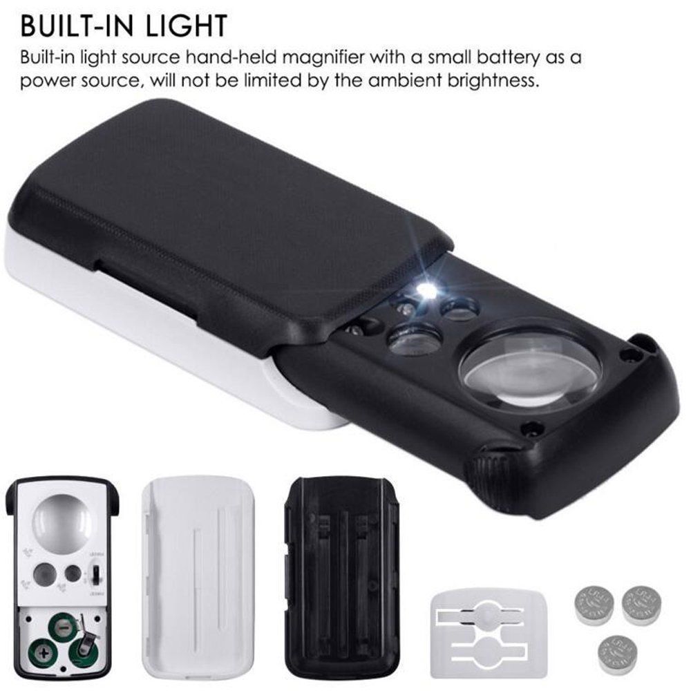 Portable 30 60 90 times UV lamp Identification Jewelry Crafts High magnification magnifier