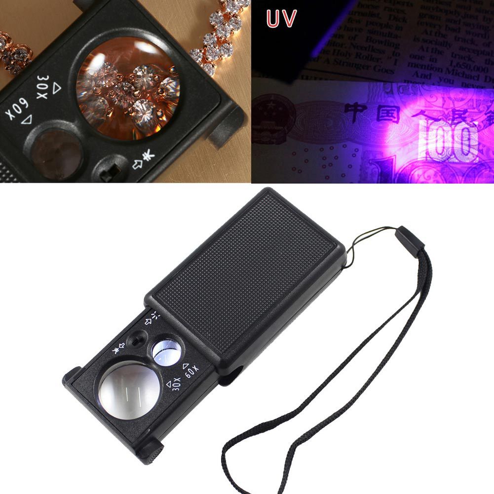 Portable antique Crafts 30 60 times LED light Violet Counterfeit light Identification Jewelry