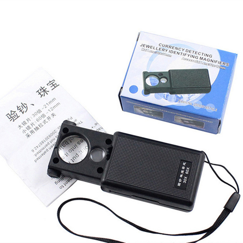 Portable antique Crafts 30 60 times LED light Violet Counterfeit light Identification Jewelry