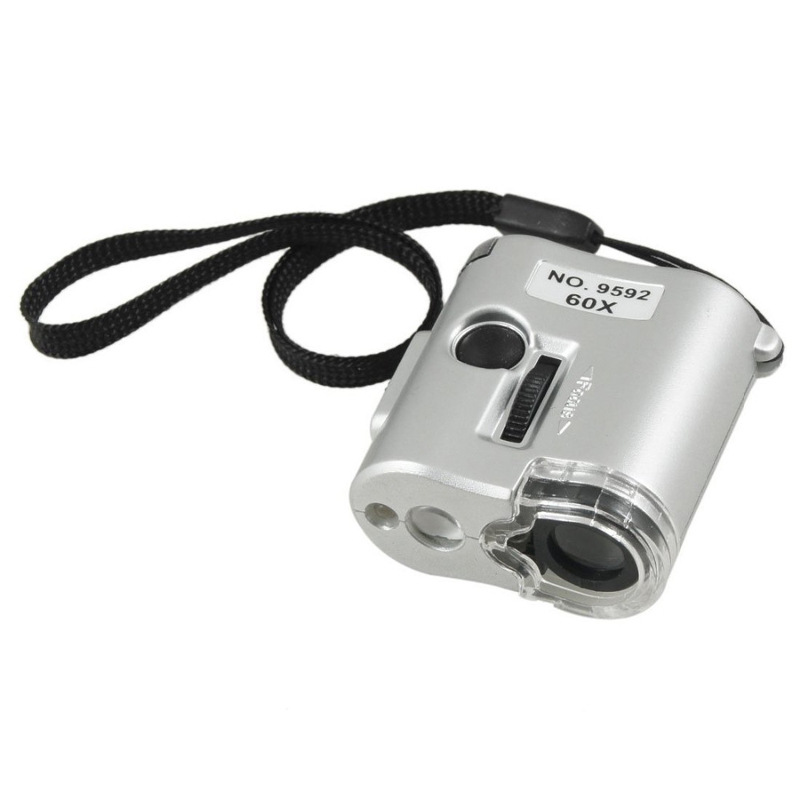 Portable 60 times Adjustable focus microscope Lighted With banknotes MINI magnifier