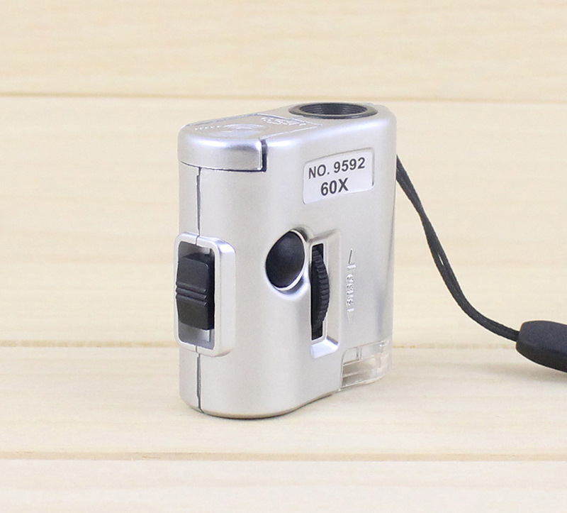 Portable 60 times Adjustable focus microscope Lighted With banknotes MINI magnifier