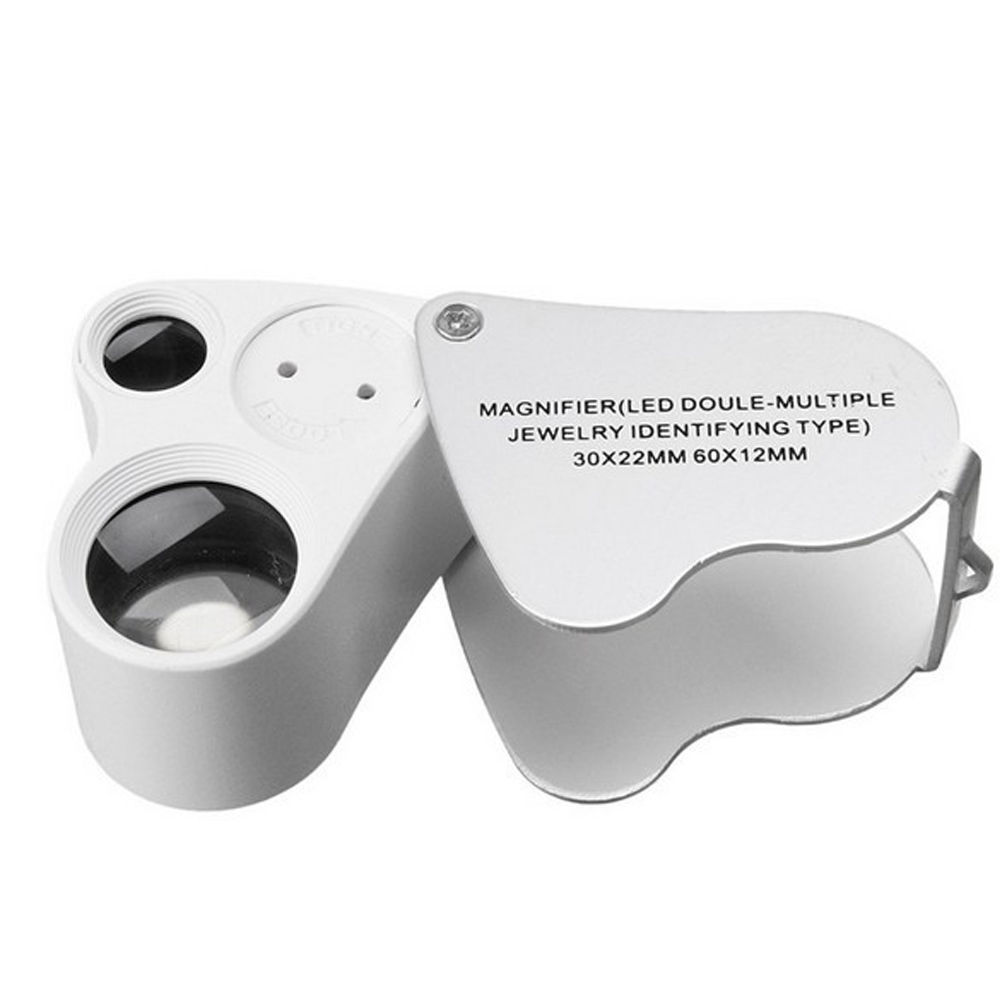 Folding 30 60 times led Double lens Crafts Appreciation magnifier Jewelry mirror