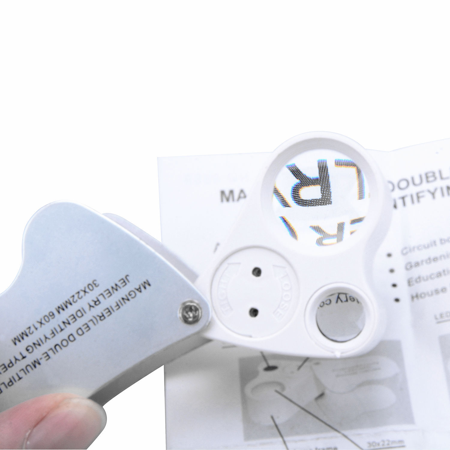 Folding 30 60 times led Double lens Crafts Appreciation magnifier Jewelry mirror
