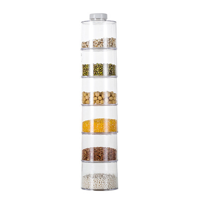 6Pcs Spice Jar Pepper Shaker Box Spice Tower Tools Transparent Seasoning Cans Kitchen Rack