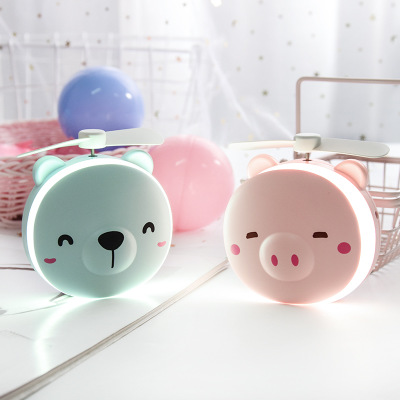 LED Makeup Mirror Lovely Animal Portable USB Air Cooler Fan Home Decorative Fans