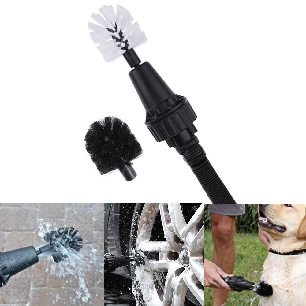 Water-driven Rotating Cleaning Brush For Car Motorcycle Bicycle Wheel Tire Rim Brush