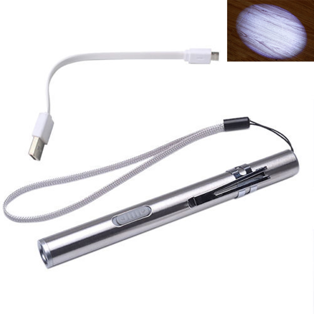 Portable Medical Flashlight Pocket Pen Light LED Torch Lamp USB Rechargeable Flashlights