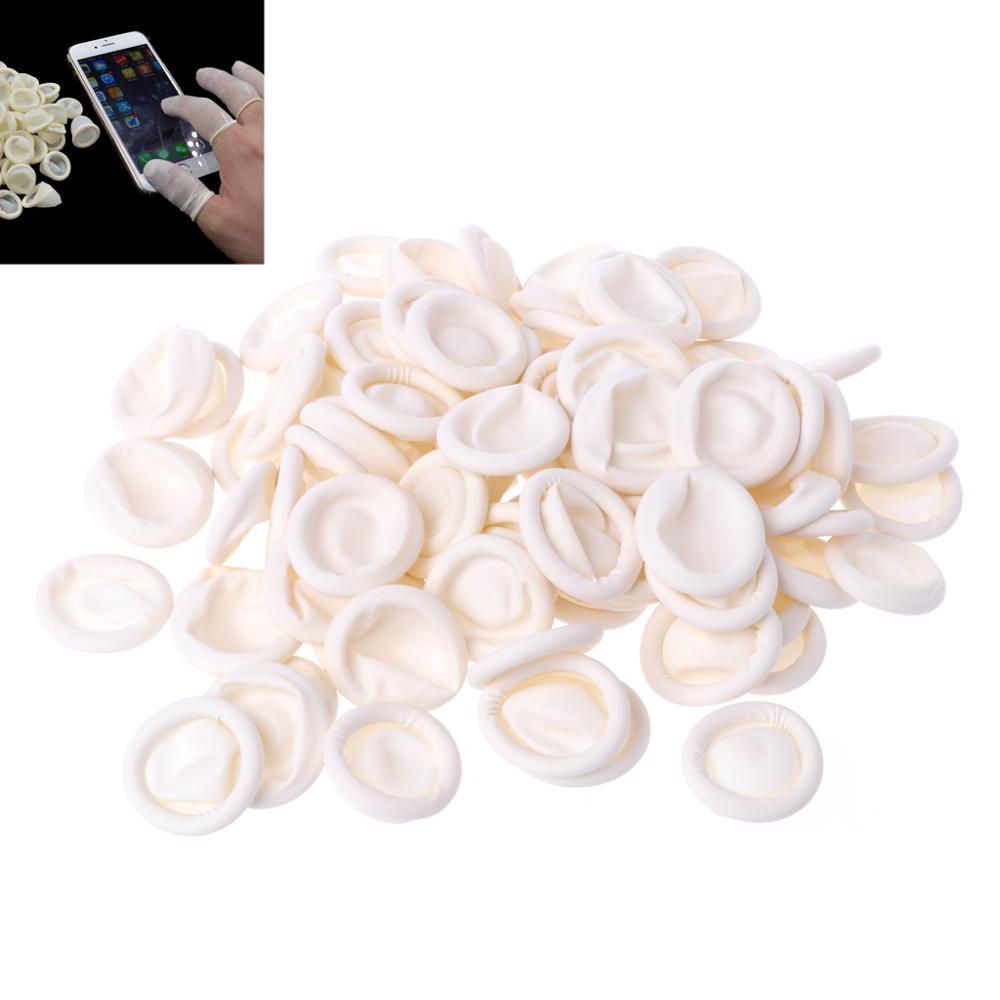 100pcs Disposable Latex Rubber Finger Cots Sets Fingertips Protector Gloves