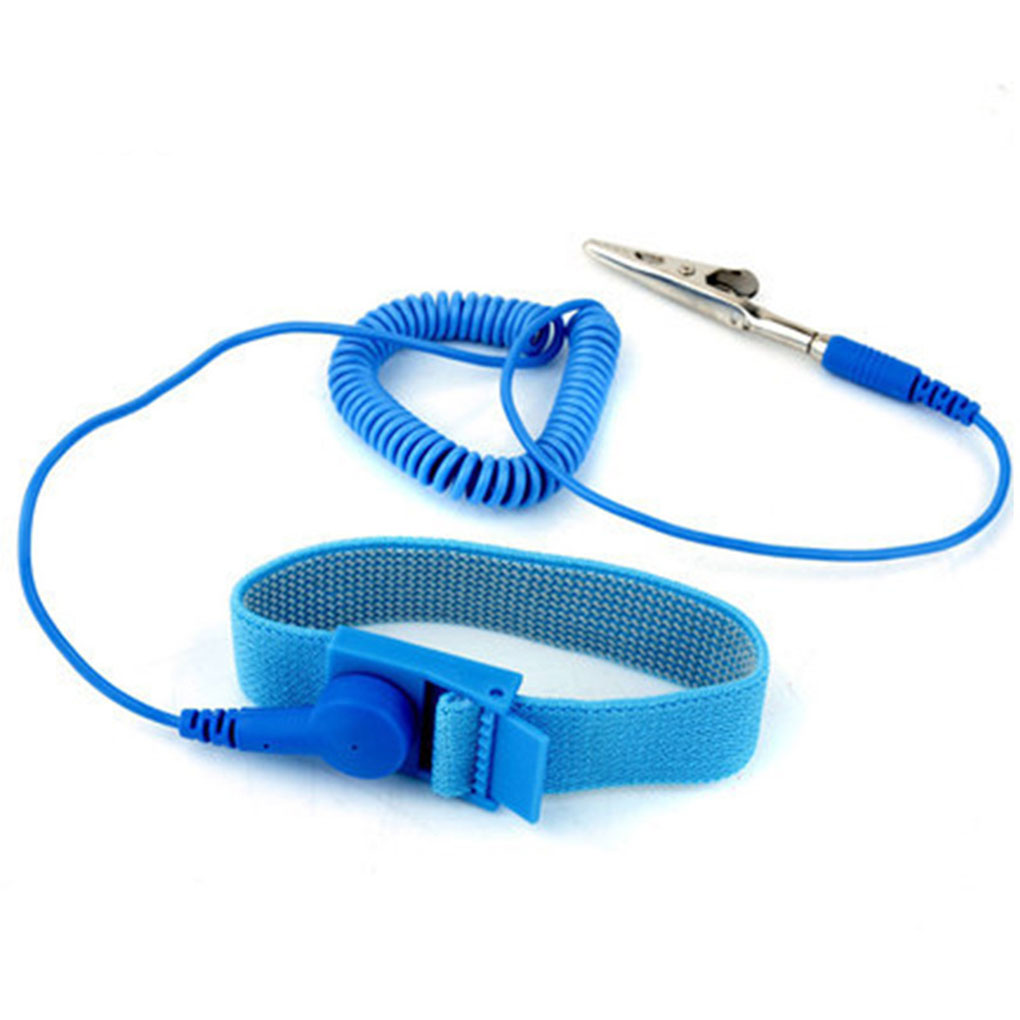 Blue Adjustable Anti Static Bracelet Electrostatic ESD Discharge Cable Reusable Wrist Band Strap