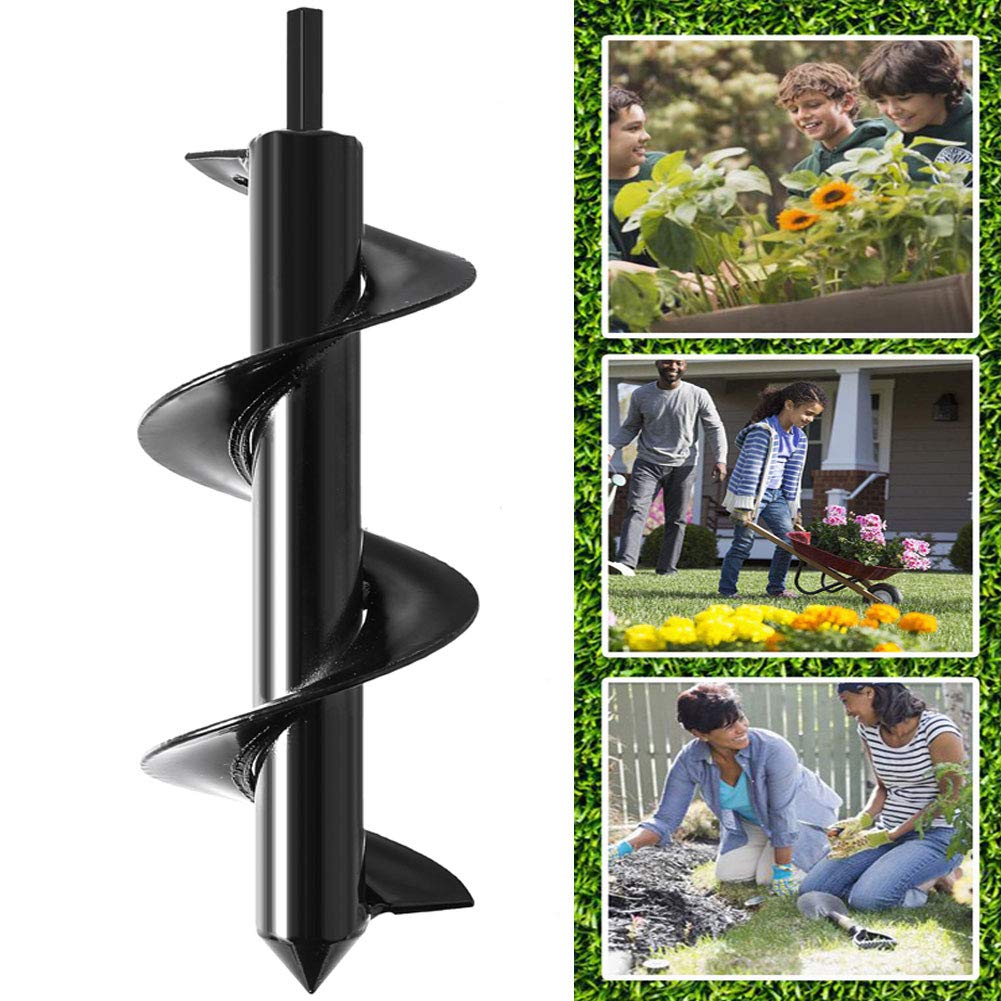 Garden Auger Spiral Drill Bit Flower Planter Bulb  Gardening Bedding Planting Hole Digger Tool