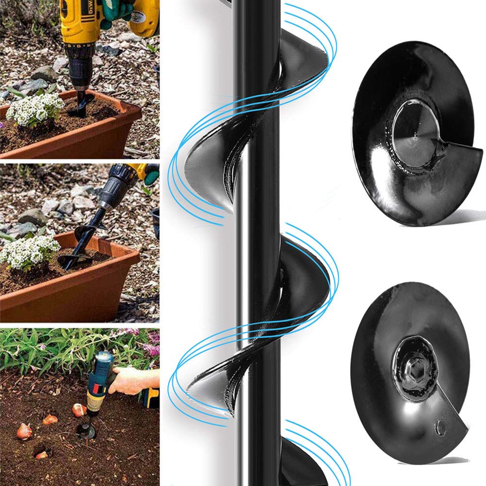 Garden Auger Spiral Drill Bit Flower Planter Bulb  Gardening Bedding Planting Hole Digger Tool