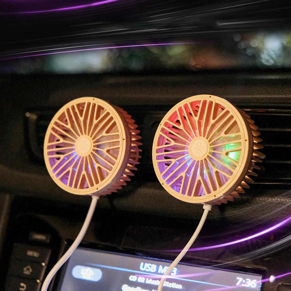 Car fan portable mini cool colorful LED light USB power supply car powerful cooling air fan