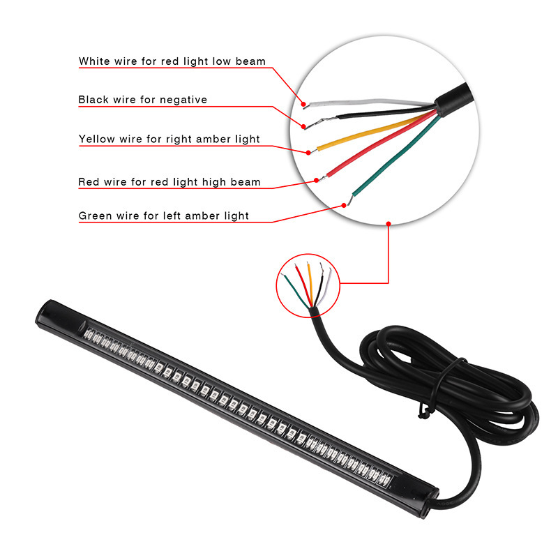 48 lights SMD motorcycle light bar LED brake light turn signal