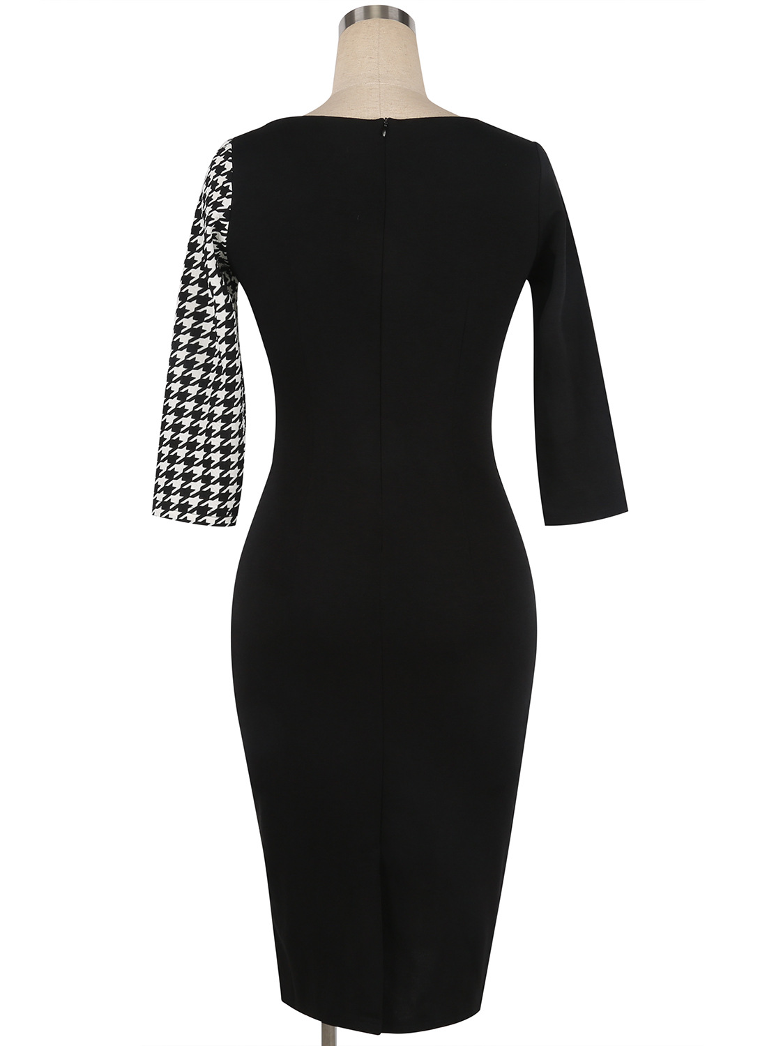 Women's Scoop Neck Optical Illusion Business Bodycon Dress