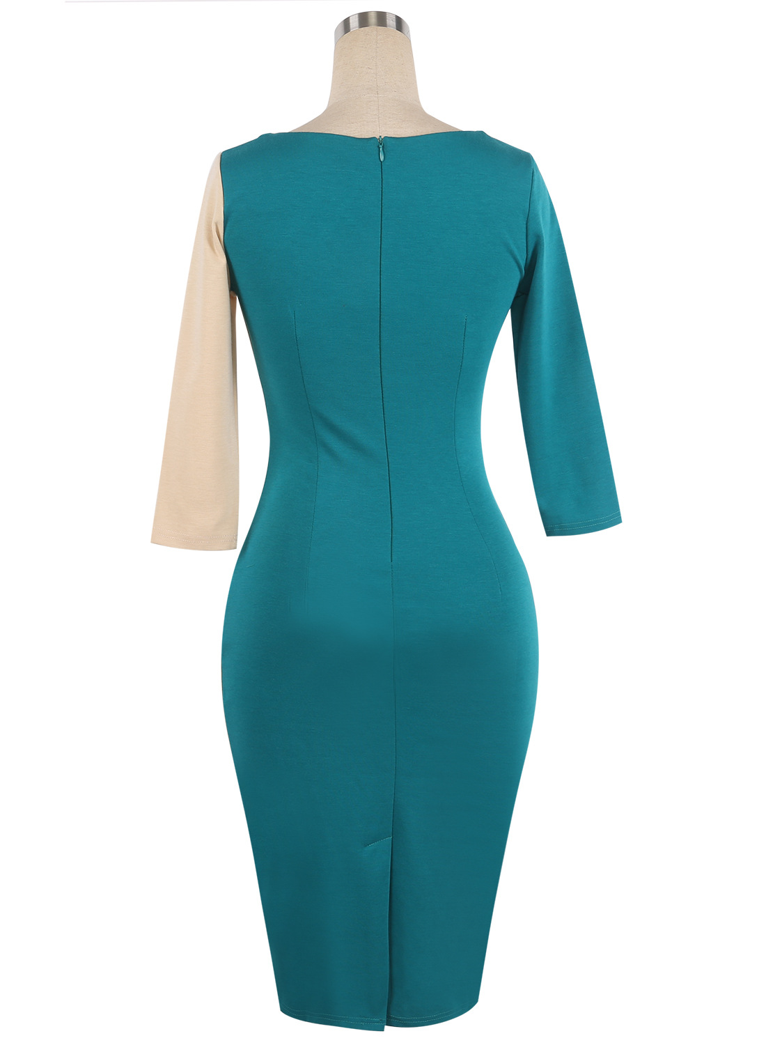 Women's Scoop Neck Optical Illusion Business Bodycon Dress