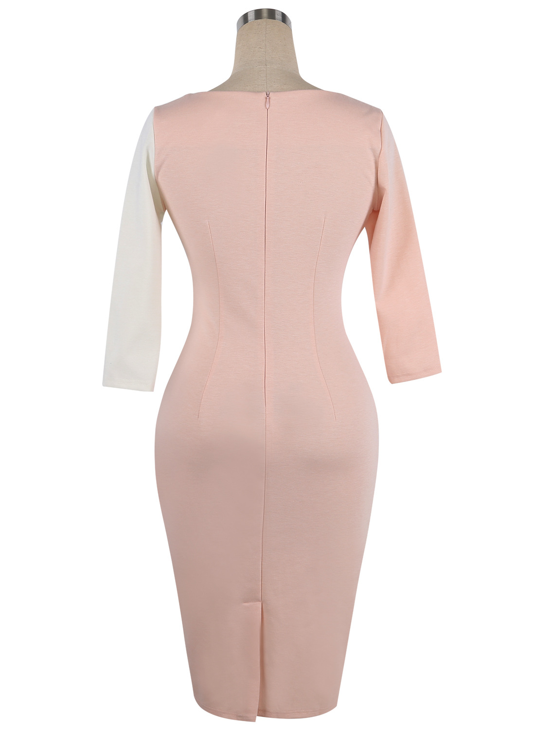 Women's Scoop Neck Optical Illusion Business Bodycon Dress