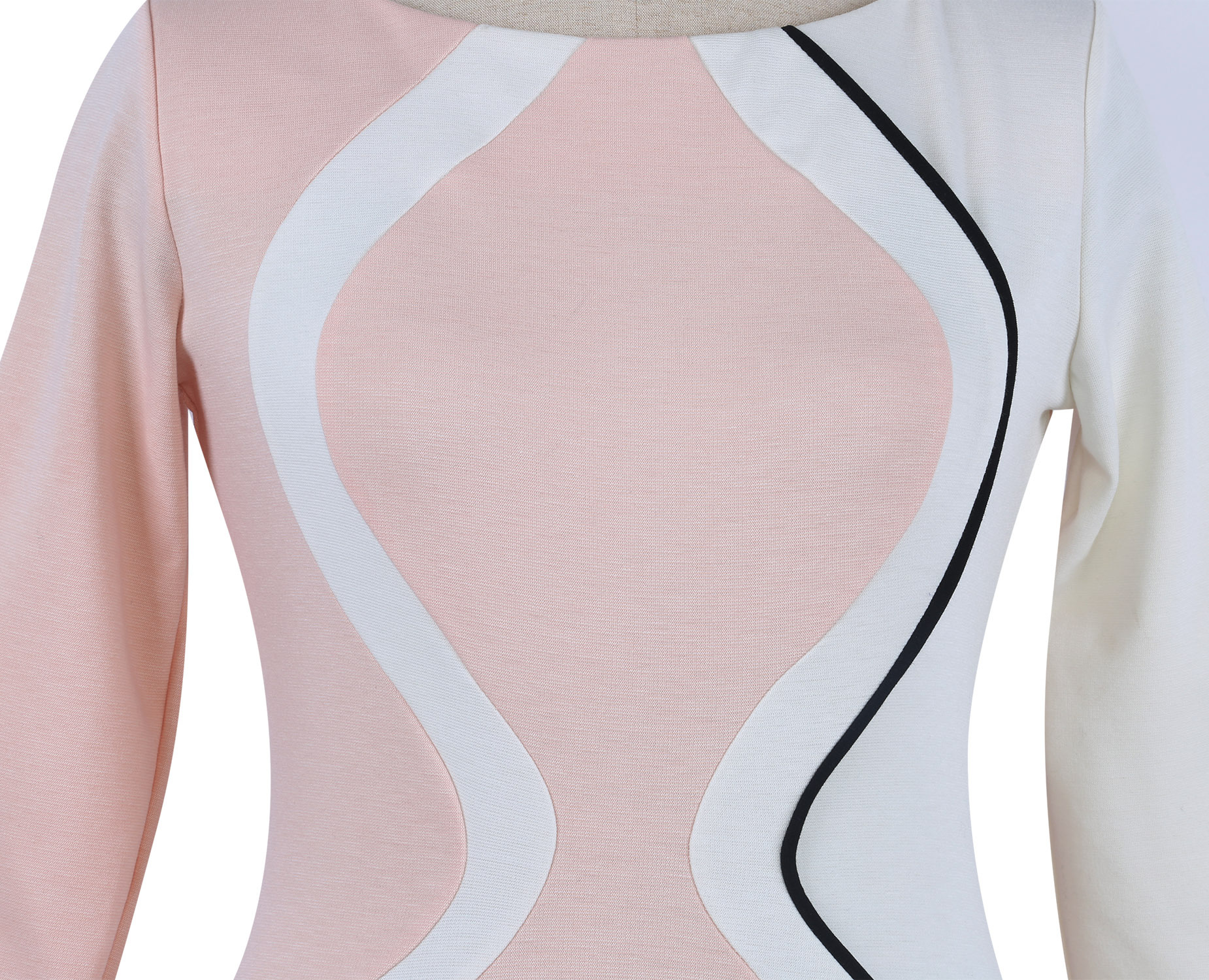 Women's Scoop Neck Optical Illusion Business Bodycon Dress