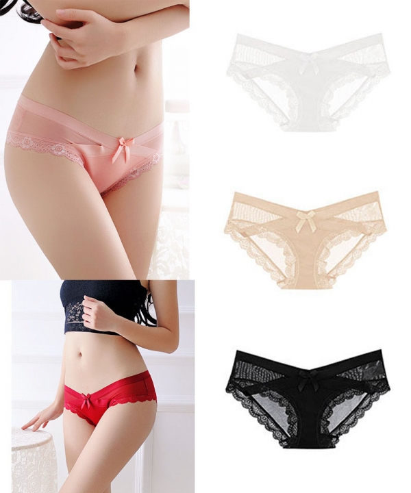 5 pack Soft Lace Bikini Panties Sexy Lace Cheeky Hipster Panties Underwear