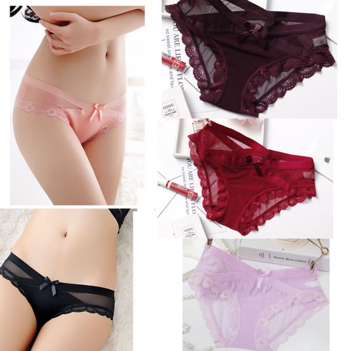 5 pack Soft Lace Bikini Panties Sexy Lace Cheeky Hipster Panties Underwear
