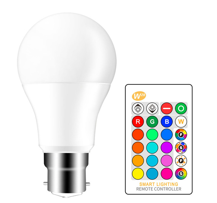 10W  B22 RGB LED Light Bulb Color Changing and White Dimmable with Remote Control Lighting