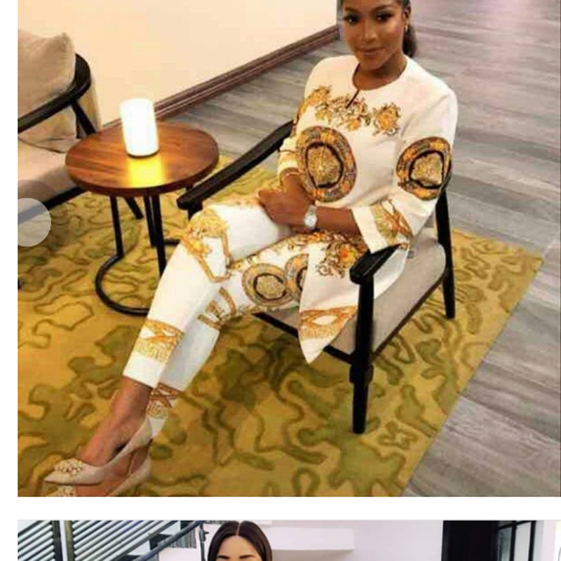 Dashiki African Clothes Print Long Outfit Coat and Long Pants Sets for Women Bazin Riche Fashion
