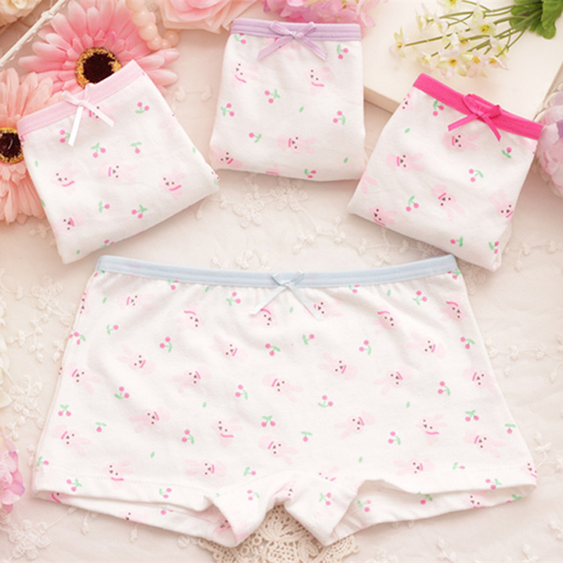 4 pack Children&apos;s cotton underwear female cartoon printed baby girls underwear boxer briefs panties