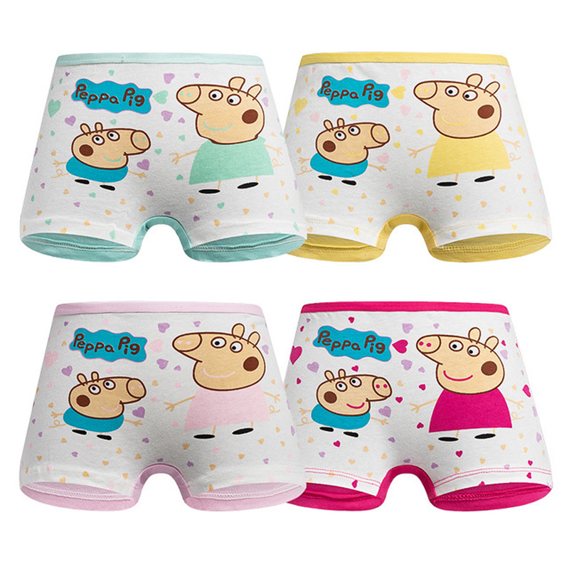 4 pack Children&apos;s cotton underwear female cartoon printed baby girls underwear boxer briefs panties