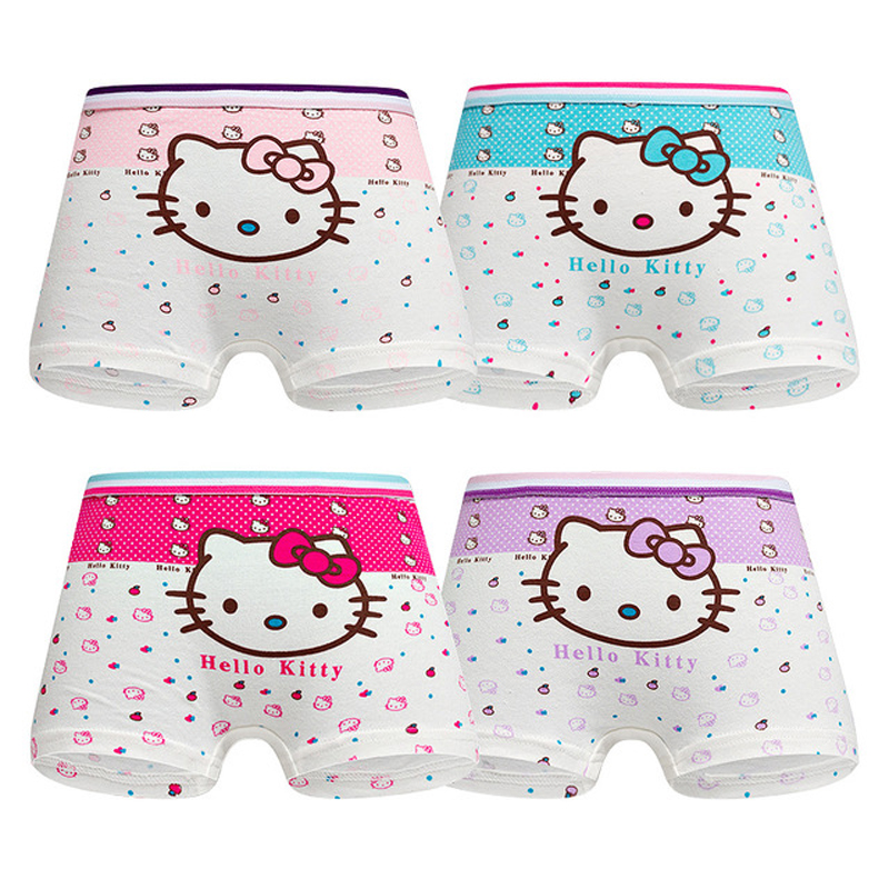 4 pack Children&apos;s cotton underwear female cartoon printed baby girls underwear boxer briefs panties