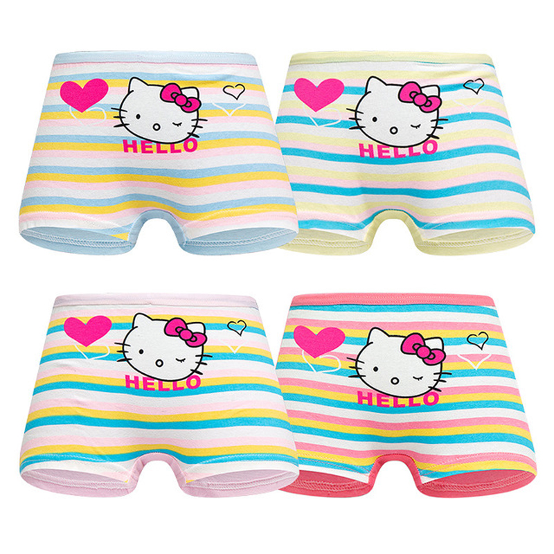 4 pack Children&apos;s cotton underwear female cartoon printed baby girls underwear boxer briefs panties