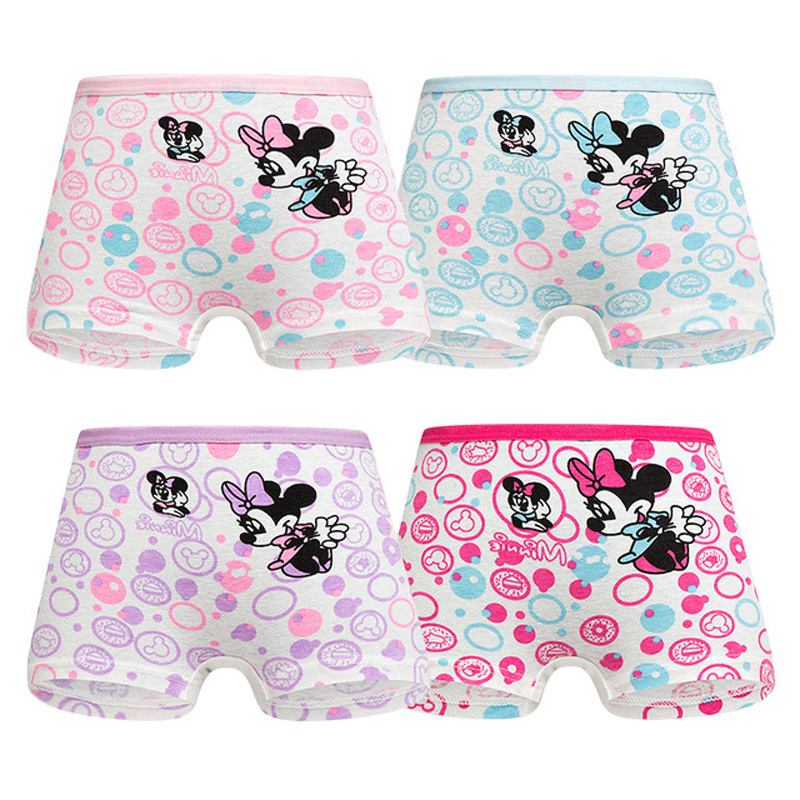 4 pack Children&apos;s cotton underwear female cartoon printed baby girls underwear boxer briefs panties