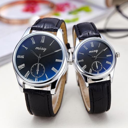 1 Pair Fashion Couple Watch Leather Stainless Steel Analog Luxury Clock women men Wristwatch