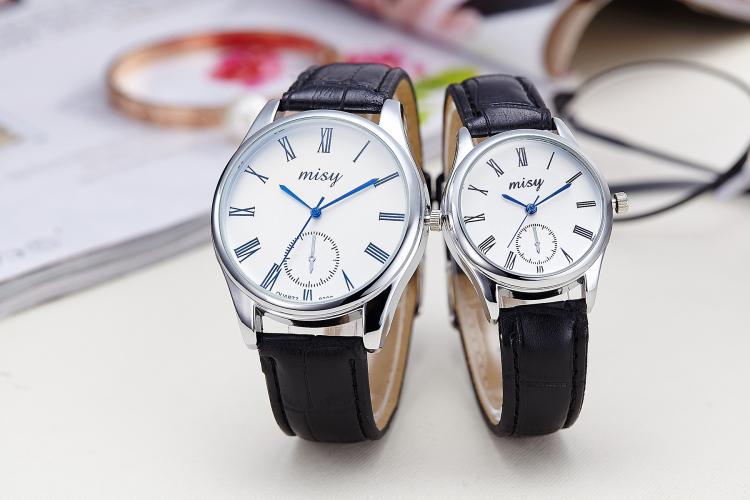 1 Pair Fashion Couple Watch Leather Stainless Steel Analog Luxury Clock women men Wristwatch