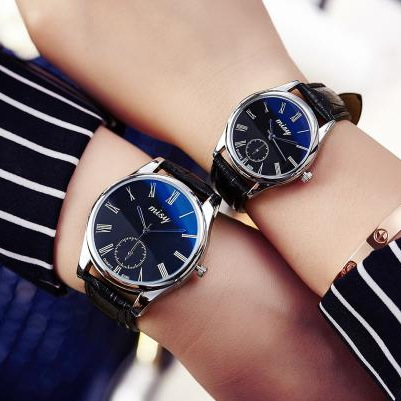1 Pair Fashion Couple Watch Leather Stainless Steel Analog Luxury Clock women men Wristwatch