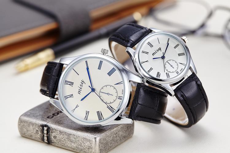 1 Pair Fashion Couple Watch Leather Stainless Steel Analog Luxury Clock women men Wristwatch