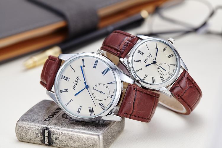 1 Pair Fashion Couple Watch Leather Stainless Steel Analog Luxury Clock women men Wristwatch