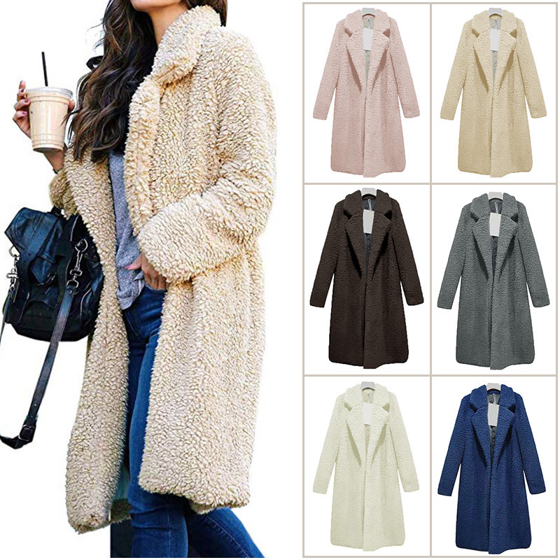 Womens Open Front Cardigan Outerwear Long Sleeve Fuzzy Vest Jacket coat