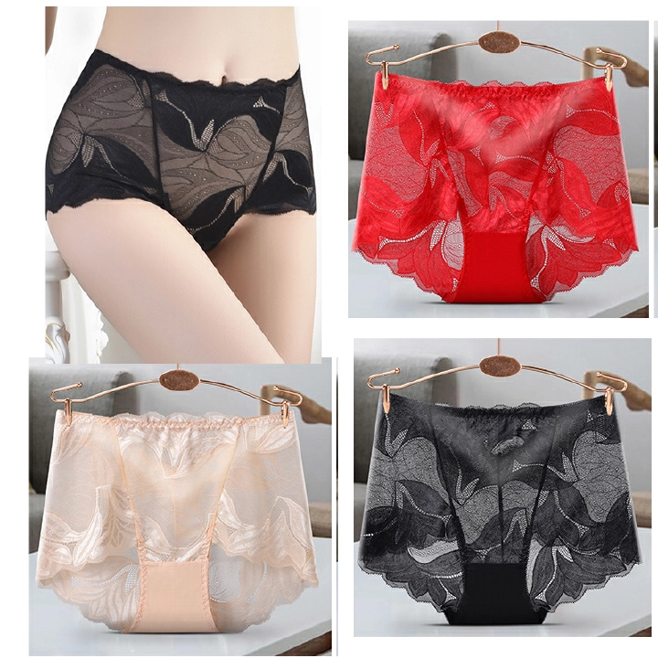 3 Pack Women Ladies Comfort Lace Underwear High Waist Briefs Tummy Control Panties Underpants