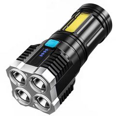 USB Charging Flashlight 4 Mode Waterproof with Side Work COB Light for  Emergency Flashlights, Lanterns & Lights Black 1200mal