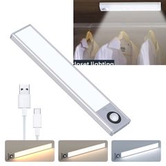 40 LED Under Cabinet Lights 3 Color Temperatures Motion Sensor Light Indoor,  Rechargeable Stepless Dimmable Closet Lighting, Wireless Night for Drawer, Wardrobe, Kitchen, Hallway White 40LED