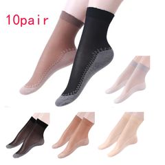 10 pair  Women Socks Soft Non Slip Sole Massage Wicking Slip-Resistant Autumn Sock one size 4 pair black+2 pair gray+2 pair nude+2 pair coffee