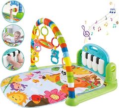 Baby Play Mat Activity Gym with Kick Piano Keyboard, Baby Jungle Gym Mat Designed with Colorful and Detachable Baby Toys in Activity Center for Tummy Time Boys and Girls Aged 0 to  colourful