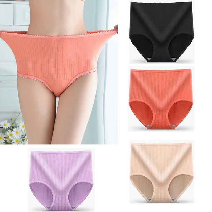 4Pcs  New High Elasticity High Waist Panties Abdomen Hip Raise Crotch Large Size Ladies Underwear lingerie
